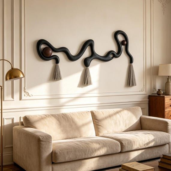 Sculptural Organic Wall Hanging | Dark Wood W...