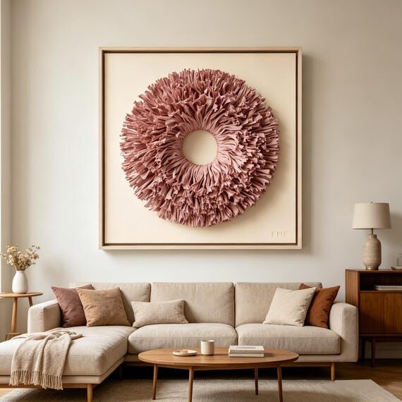 3D Textile Paper Wall Art | Dusty Rose Ruffle...