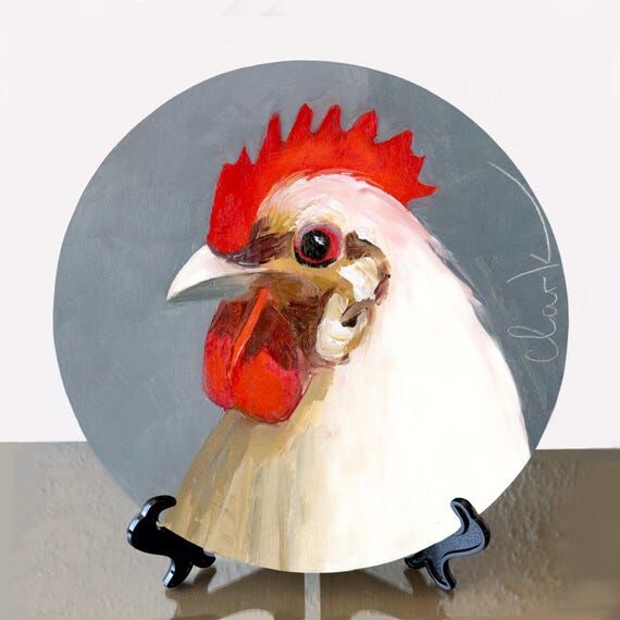 Charming Rooster Oil Painting Hand Painted Ro...