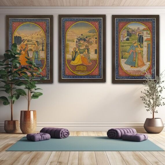 Handpainted Barahmasa Miniature Painting on P...