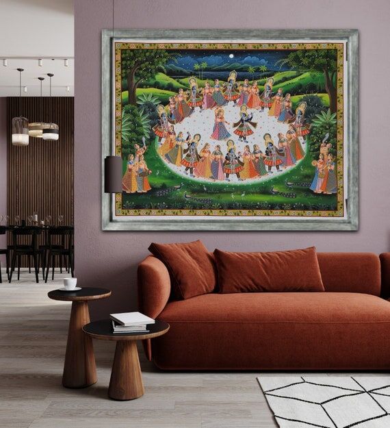Radha Krishna Raas Leela Pichwai Painting: In...
