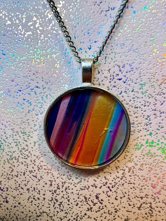 Handmade Paint Skin Circle Pendant Necklace, ...