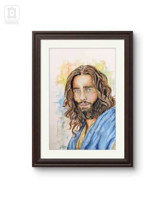 Jesus Watercolor painting, Christian artwork,...