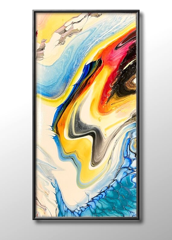 Original Resin Abstract Acrylic Pour Painting...