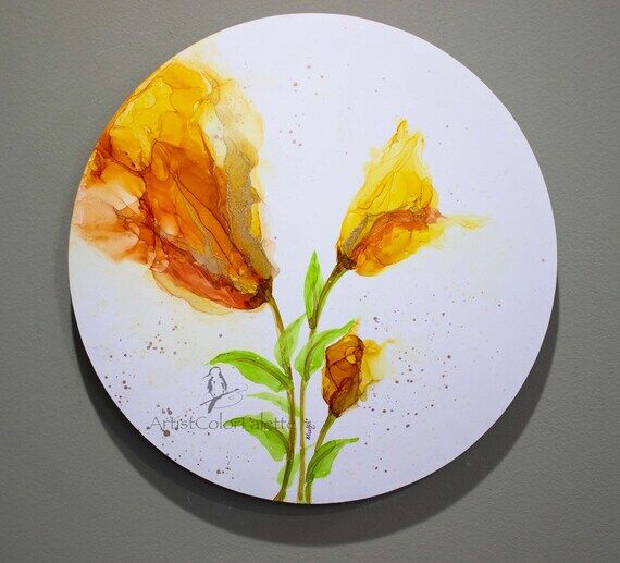 Original Floral Alcohol Ink Painting – Hand...