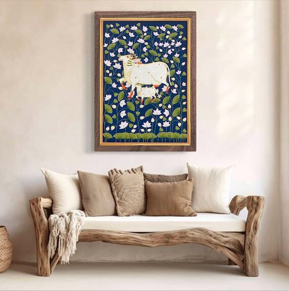 Cow Pichwai Painting Traditional Indian Pichw...