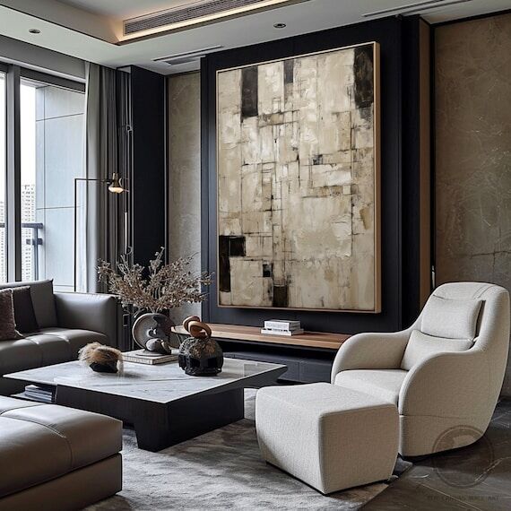 Beige Wabi Sabi Wall Art Neutral Beige Minima...
