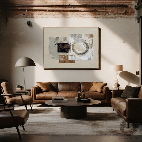 Original Creamy Beige Wabi Sabi Wall Art Neut...