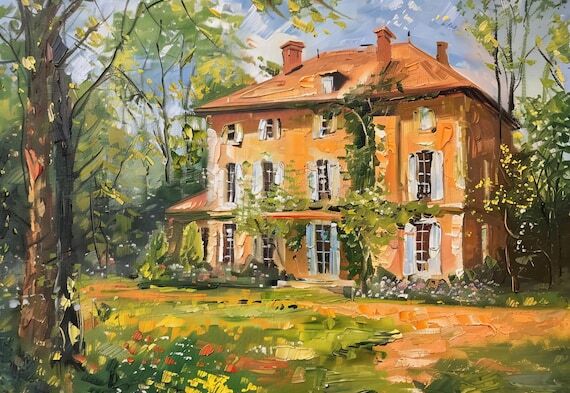 Personalized Oil House Portrait, Custom House...
