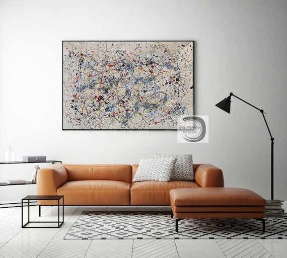 Original Black White Gray Abstract Painting |...