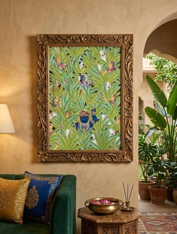 Shrinathji & Krishna Painting, Pichwai Art Ha...