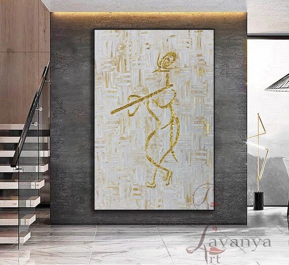 Abstract Radha Krishna Painting, Modern India...