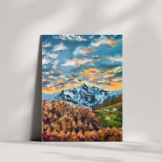 Grand Teton Acrylic Painting on Canvas, Everg...