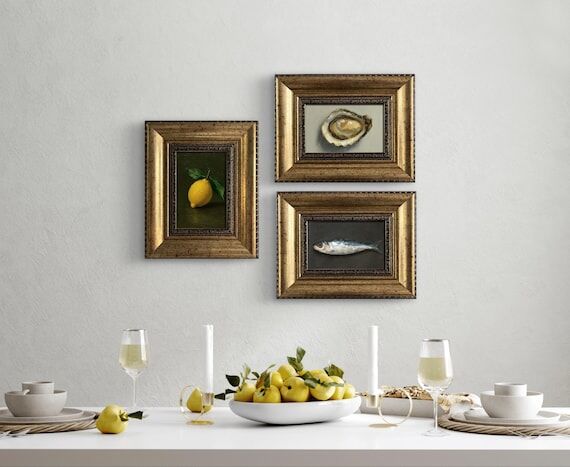 Vintage Framed Still Life Oil Painting Set, S...
