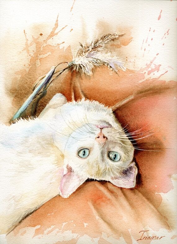 Watercolor Pet Portrait from photo. Custom de...