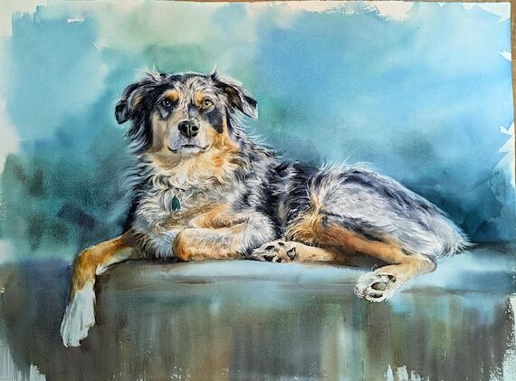 Custom Pet and Owner Watercolor Painting. Rea...