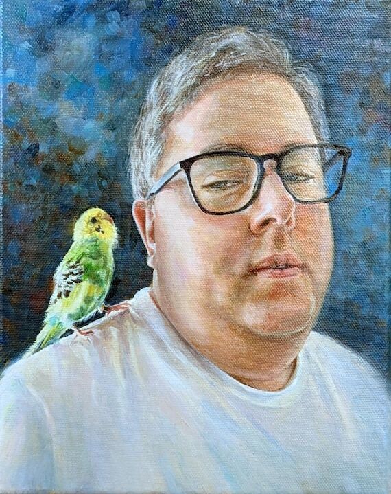 Hand-painted portrait on canvas from photo. C...