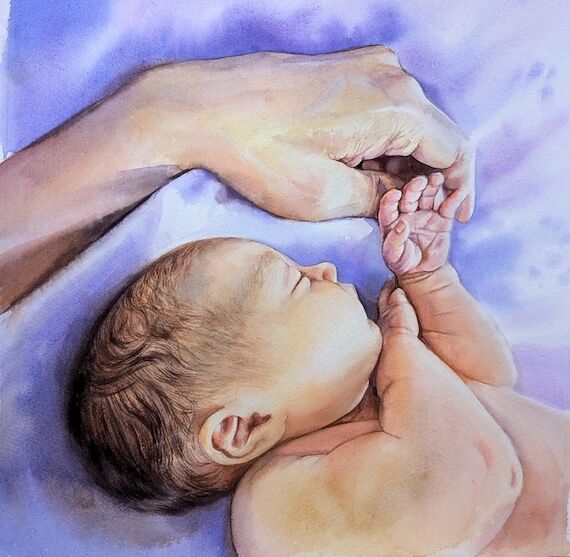 Custom watercolor portrait from photo. Profes...