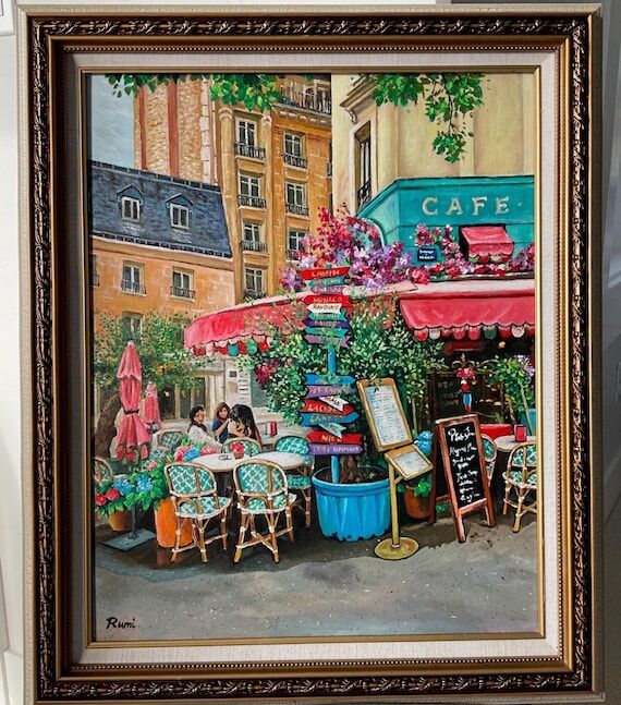 Summer Cafe Terrace - Original Acrylic Painti...