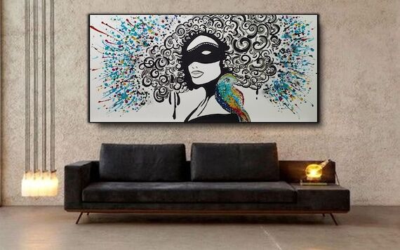 Original Woman Face Painting: Colorful Figure...