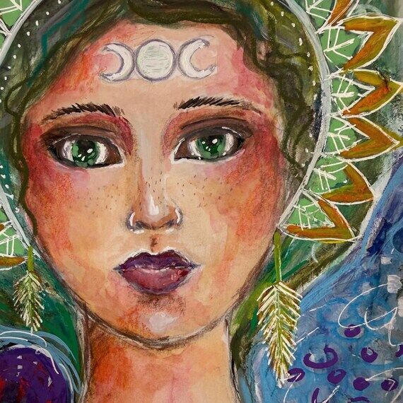 Triple Moon Goddess with Snake Animal Guide, ...