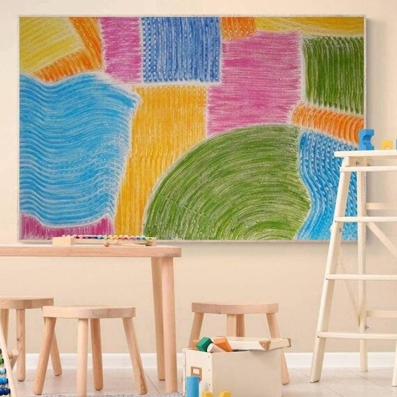 Large Textured Colorful Abstract Wall Art Ove...