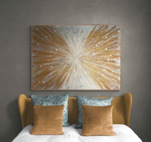 Large Abstract Glitter Painting: Silver Bronz...