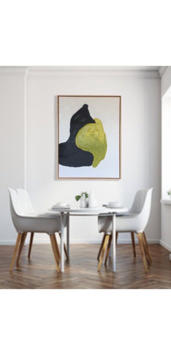 Original Abstract Oil Painting on Canvas: Whi...