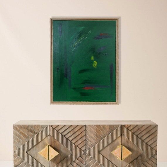 Verdant: Handmade Abstract Oil Painting, Bold...
