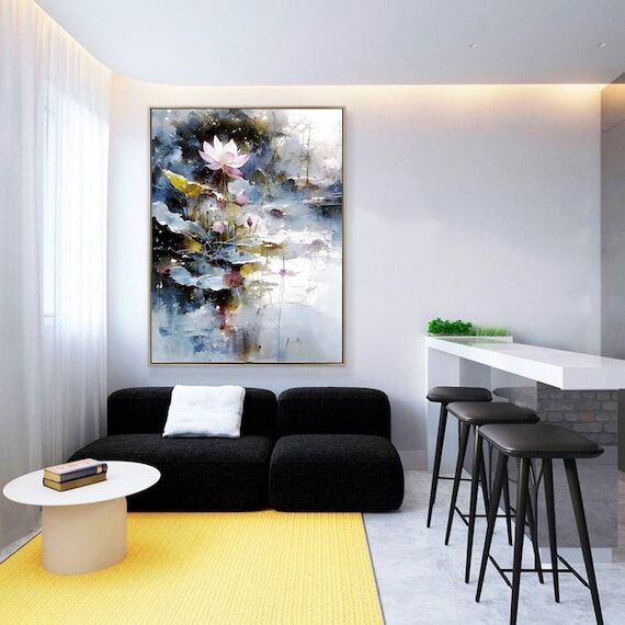 Pink Lotus in Clear Pond,Poetic Blend of Blue...