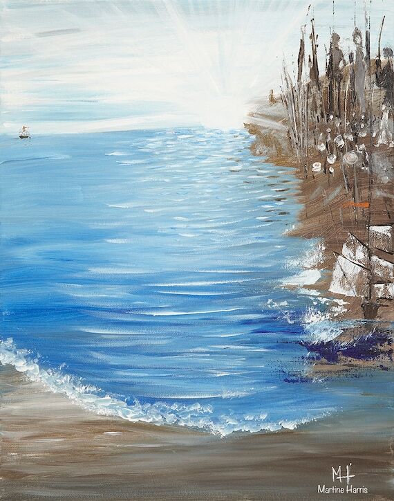 Conquistadors Seascape Painting, Original Blu...