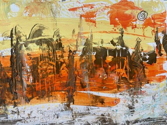 A spontaneous abstract painting, in which we ...