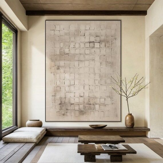 Modern Minimalist Art Beige 3D Texture Wall A...