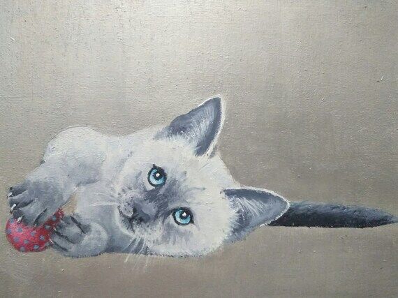 Handmade painting, "This Ball is Mine&qu...
