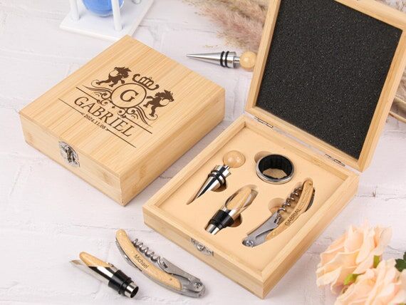 Personalized wine tool set groomsmen gifts, w...