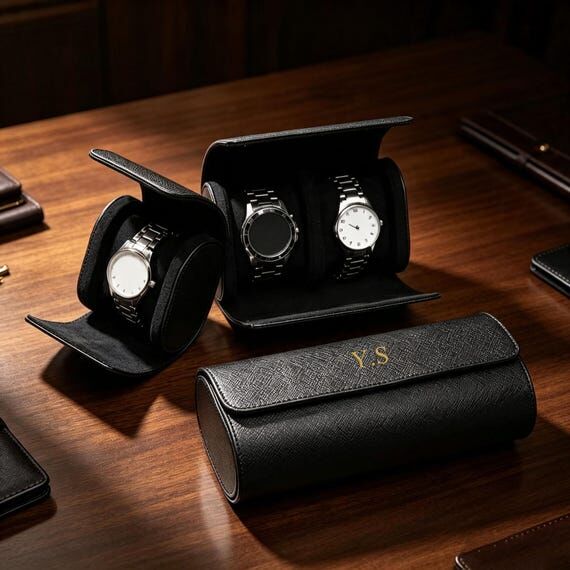 Personalized Leather Watch Box, Engraved Case...