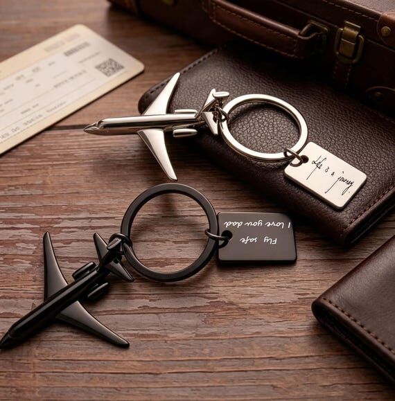 Custom Engraved Airplane Keychain: Farewell K...