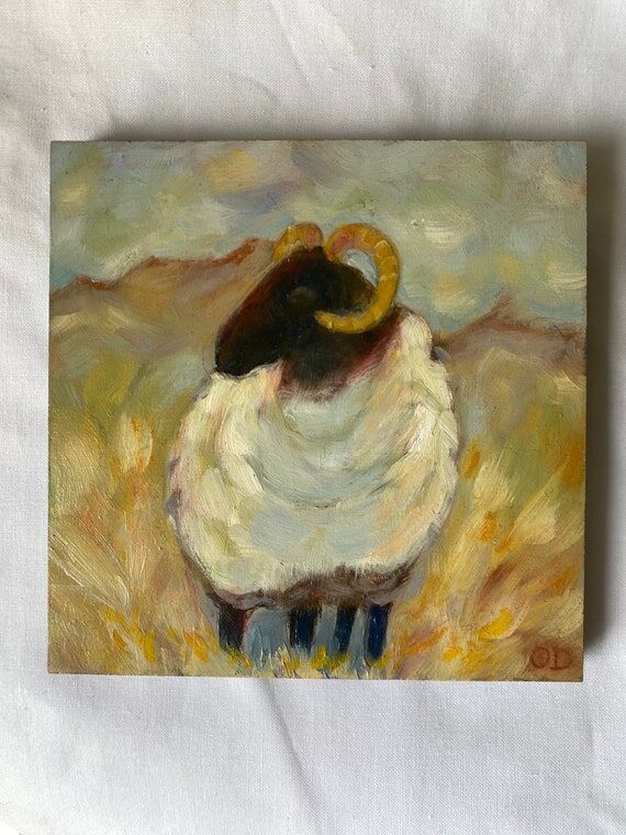 Original Sheep Oil Painting: Farm Animal Wall...