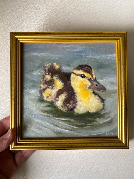 Duck Oil Painting: Authentic French Art, 6x6...