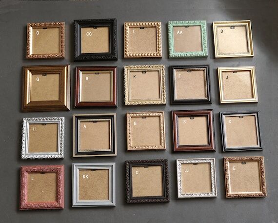 PICTURE FRAMES, 4x4" Wood, Handmade, Gol...