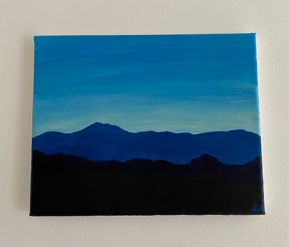 Blue Mountain Landscape Acrylic Painting...