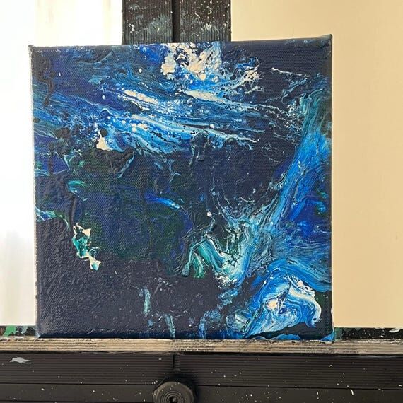 Midnight current: acrylic fluid art/ series 2...