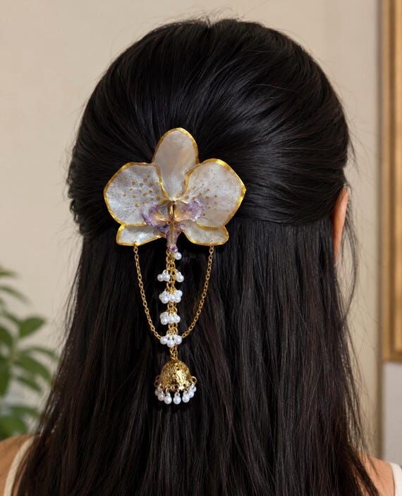 Indian styled Real Orchid Hair Clip...