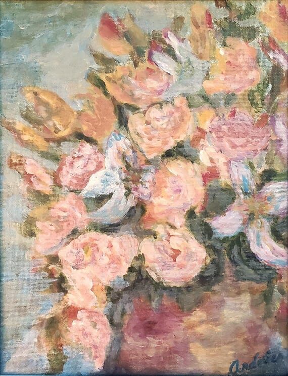 Handmade Flower Canvas Print 12 (No Social Media) 16, Teal Fo...