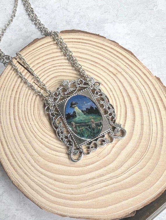 UFO Abduction Pendant Necklace, Acrylic Lands...