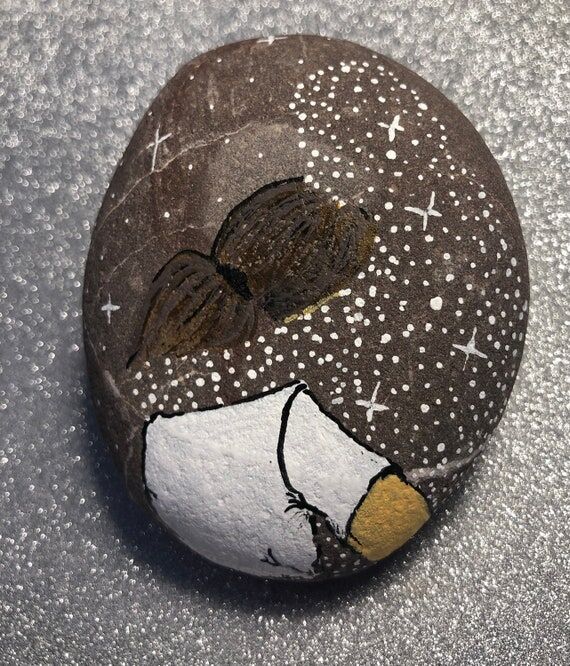 Hand-Painted Angel Memorial Stone Keepsake...