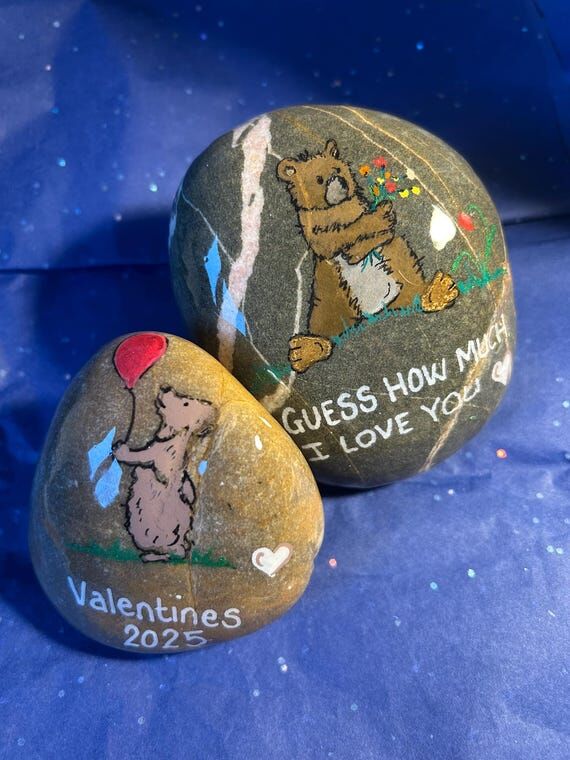 Hand Painted Pebble: 'Guess How Much I Love Y...