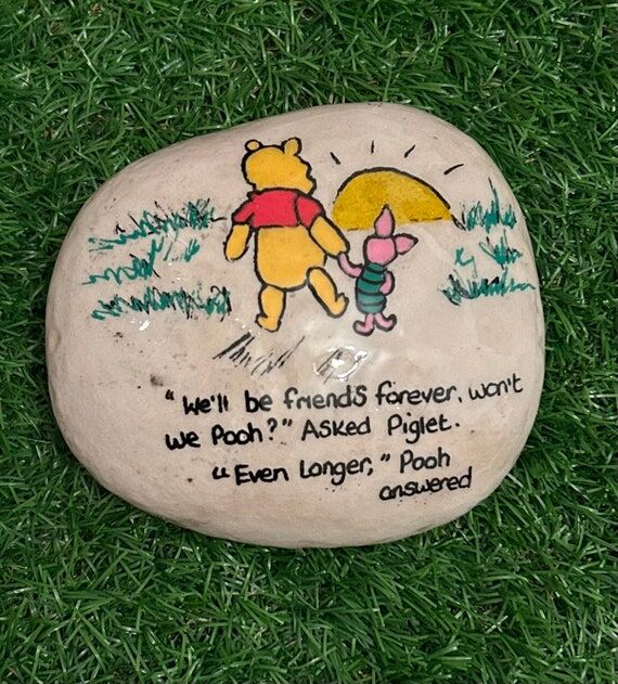 Winnie the Pooh quotes stone pebble gift memo...