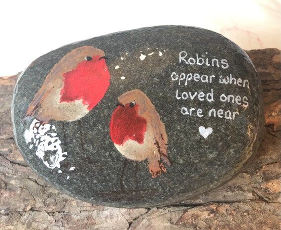 Grave decoration ornament Robin memorial pebb...
