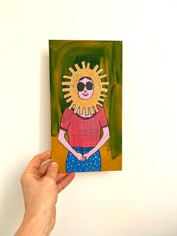 Flower Lady original acrylic painting, small ...